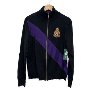 NWT Lauren Ralph Lauren Black & Purple Full-Zip Sweater Size  XL Womens